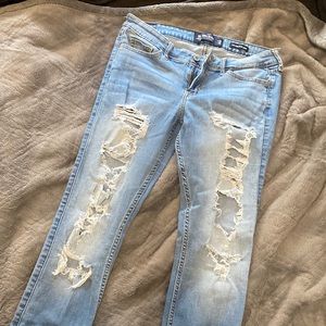 Ripped low rise jeans